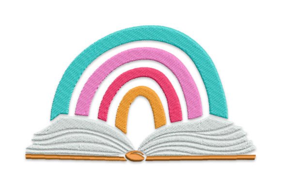 Rainbow over a Book: A Thoughtful Embroidery Design for Meaningful Gifts