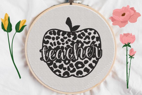Teacher Sign, Leopard Skin Apple